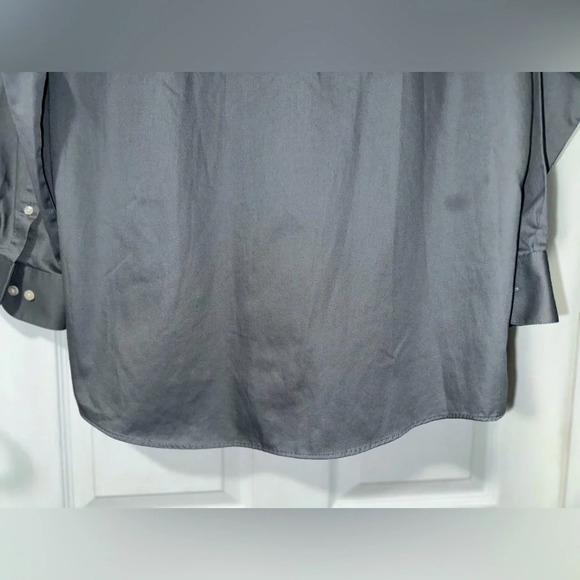 Van Heusen Gray Lux Sateen, Regular Fit Button Down Dress Shirt - Picture 2 of 7